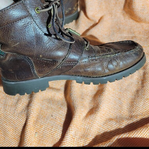 Polo By Ralph Lauren Ranger Men's Distressed Brown Leather Buckle Boots Size 7.5 - Picture 9 of 17
